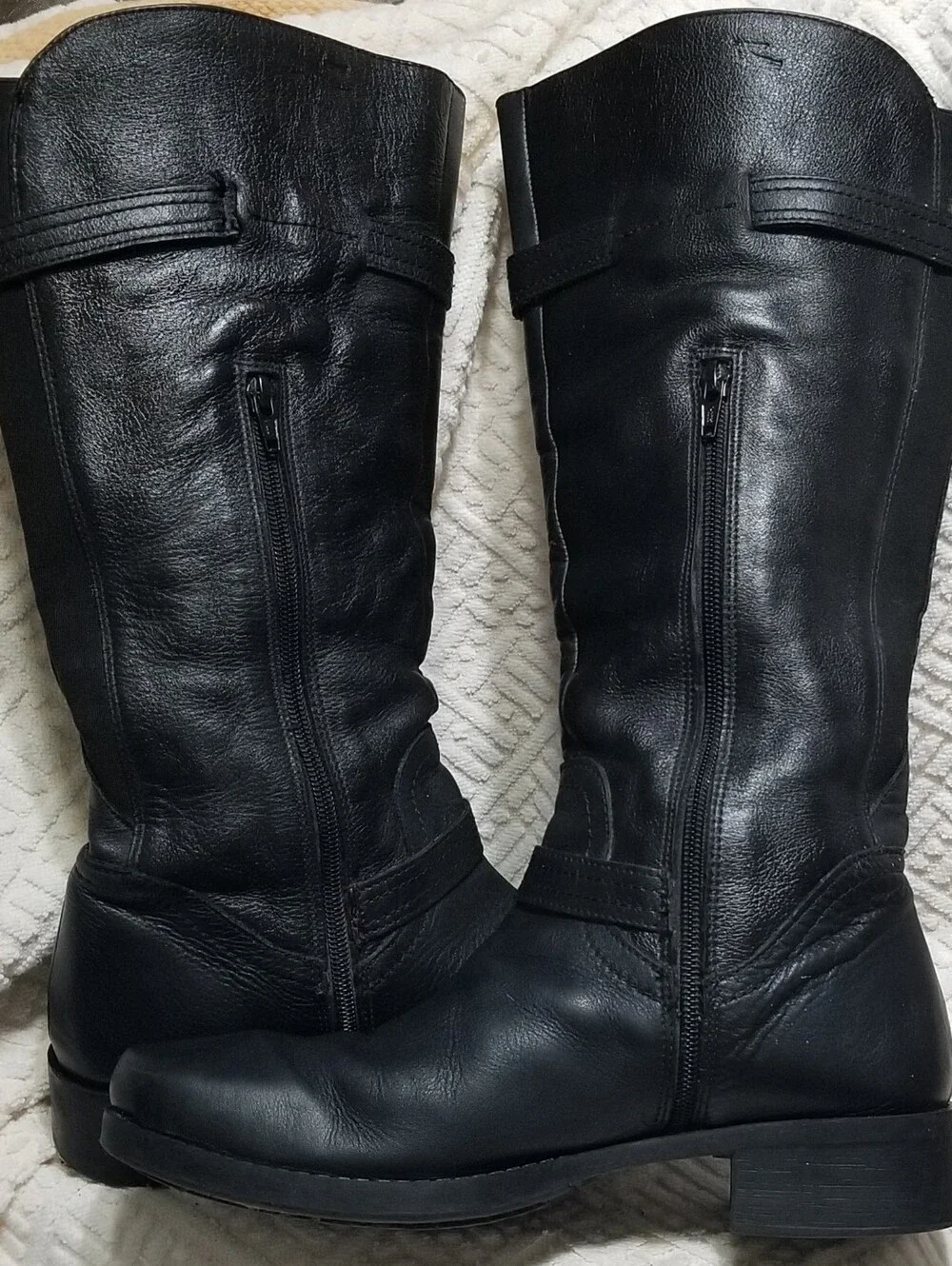 Andrea 10 Sleek Black Over-the-Knee Leather Riding Boots With Side Zipper
